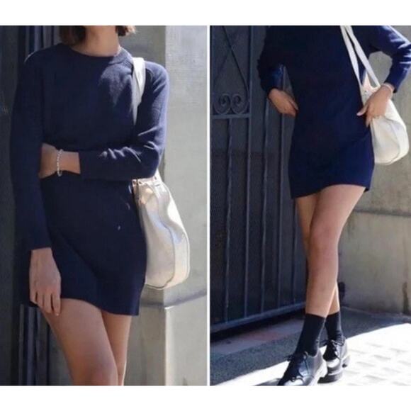 Thakoon Wool Sweater Mini Dress Women's Sz S Midnight Navy Blue Crewneck Preppy - Picture 13 of 16